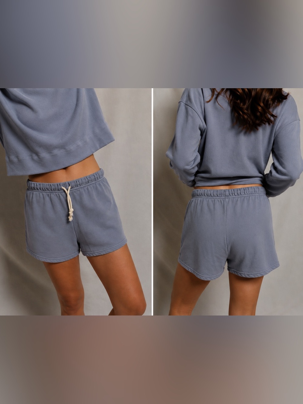Perfect White Tee The Layla Sweat Shorts XS Faded Blue French Terry